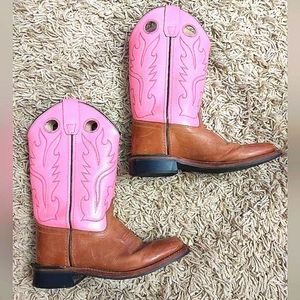 💓Youth Girl's Size 5 Pink Genuine Leather Cowgirl Boots💓
